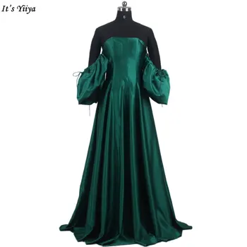 Večernja haljina It ' s Yiiya, Zelena Sjajna Атласное bretela Haljina S Kratkim rukavima, Dužine do poda, Trapeznog oblika, Velike dimenzije, Večernje haljine Lady B1461