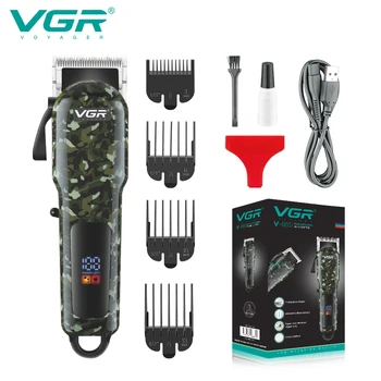 VGR Stroj za šišanje kose, profesionalni stroj za šišanje kose, podesivi frizerski bežični trimer za kosu, punjiva digitalni zaslon V-665