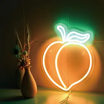 Voće led neon lampa u obliku breskve s napajanjem preko USB-zidne lampe za trgovinu, zurke, кавайный soba dekor poklon
