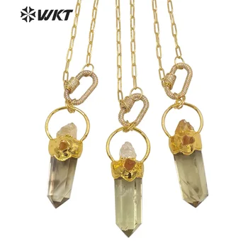 WT-N1273 Jedinstvene ženske masivni цитрины ogrlica od neobrađena kamena Žuta crystal Kamen veliki privjesak ogrlica sa zlatnim presvučena premazom