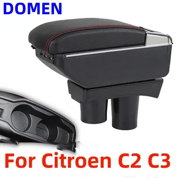 Za Citroen C2 C3 naslon za ruku kutija Za Citroen C2 Auto naslon za ruku Kutija Za Pohranu Držač čaša Modifikacija Pribor s led pozadinskim osvjetljenjem, USB
