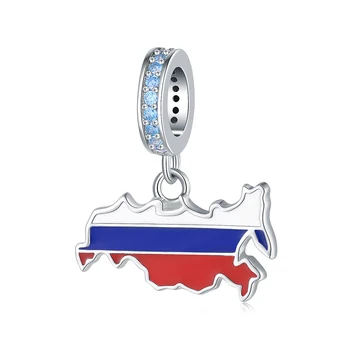 Šarm u obliku ruska zastava od 925 sterling srebra sa циркониевыми perle 