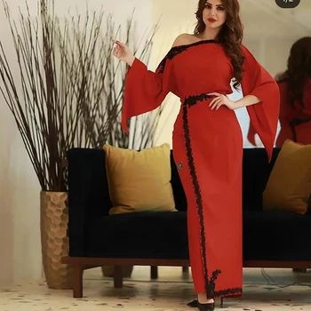 Мюзетта Crvene večernje haljine dugih rukava ženske večernje arapski Dubai haljina s beaded muslimansko elegantna duga haljina za prom